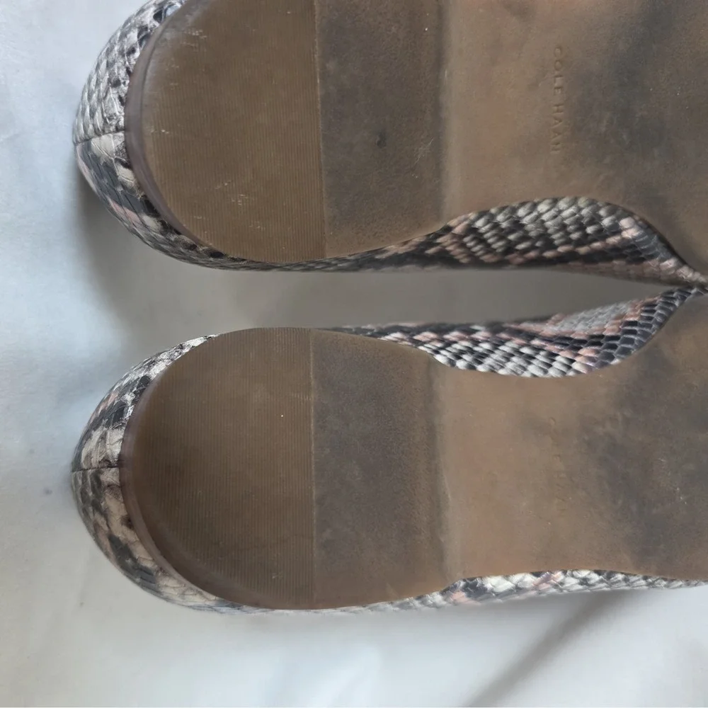 Cole Haan Snake Print Slingback Block Heel Pointed Toe Shoes Sz 9.5